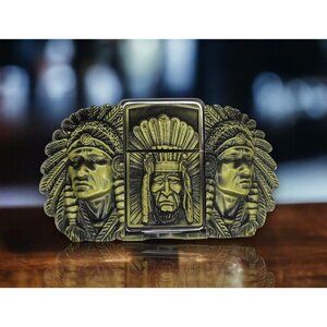 Triple Elders Bronze Lighter Belt Buckle - Lighter Holder Buckle. Free Engraving